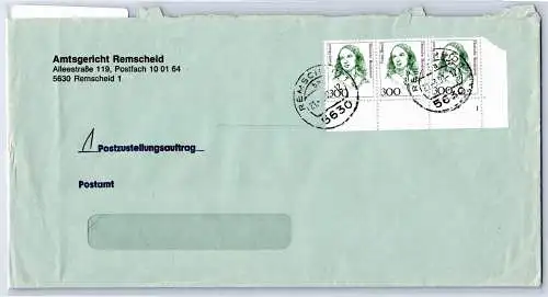 BRD Bund 1433 FN 1 auf Brief Postzustellungsauftrag #OP180