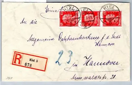 Deutsches Reich 391 auf Brief Einschreiben #OP636