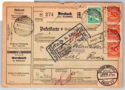 Deutsches Reich 342, u.a. auf Auslandspaketkarte #OP639