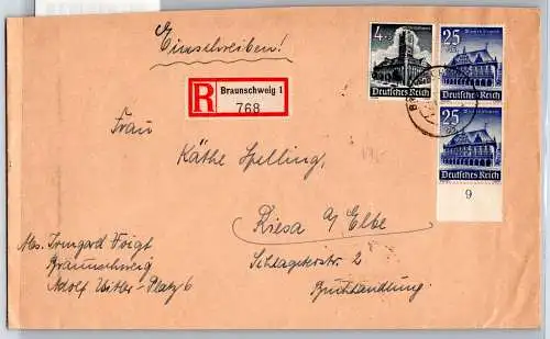 Deutsches Reich 752, 758 auf Brief Einschreiben #OP641