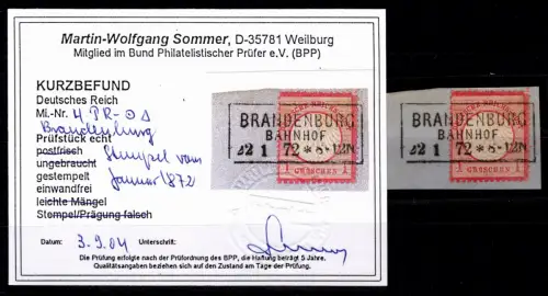 Deutsches Reich 4 gestempelt Ausgabemonat, Kurzbefund Sommer BPP #OK381