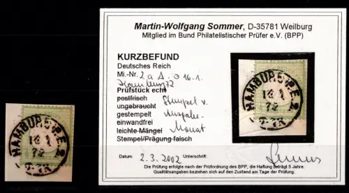 Deutsches Reich 2 gestempelt Ausgabemonat, Kurzbefund Sommer BPP #OK386