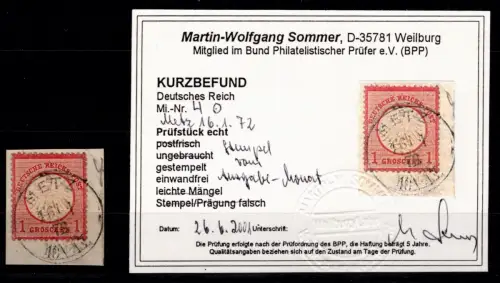 Deutsches Reich 4 gestempelt Ausgabemonat, Kurzbefund Sommer BPP #OK385