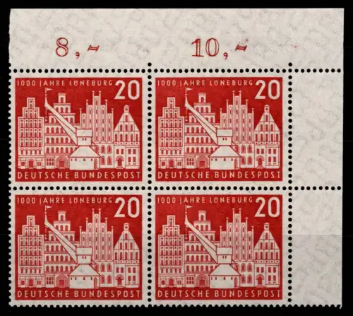 BRD Bund 230 postfrisch 4er Block vom Eckrand #OJ943