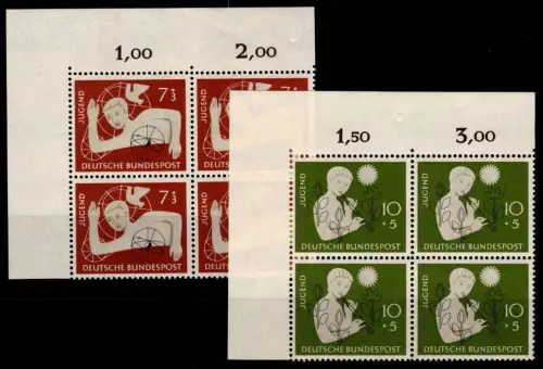 BRD Bund 232-233 postfrisch 4er Block vom Eckrand #OJ946
