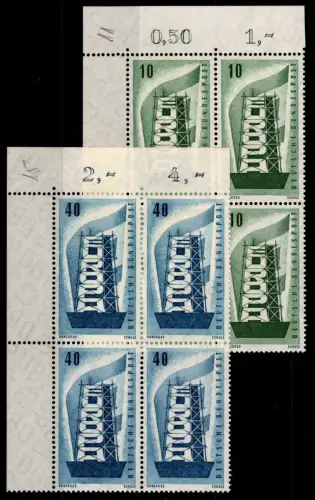 BRD Bund 241-242 postfrisch 4er Block vom Eckrand #OJ929