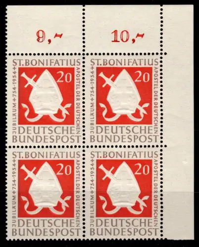 BRD Bund 199 postfrisch als 4er Block vom Eckrand #OJ964