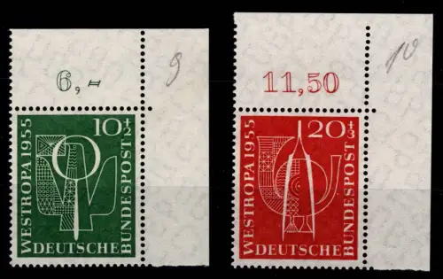 BRD Bund 217-218 postfrisch vom Eckrand #OJ941