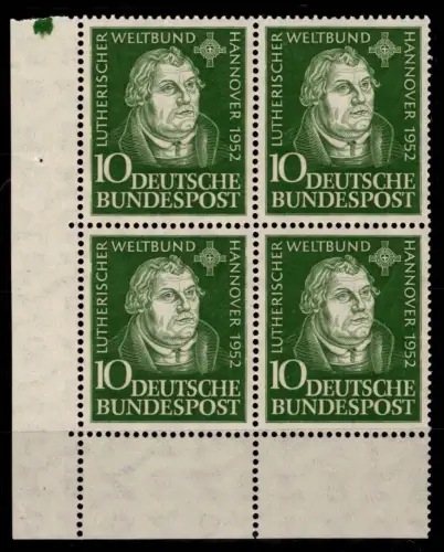 BRD Bund 149 postfrisch als 4er Block vom Eckrand #OJ967