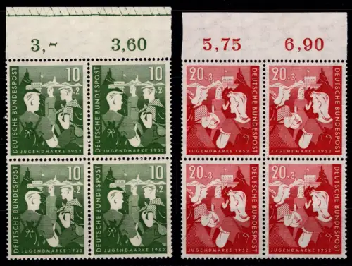 BRD Bund 153-154 postfrisch als 4er Block vom Oberrand #OJ977