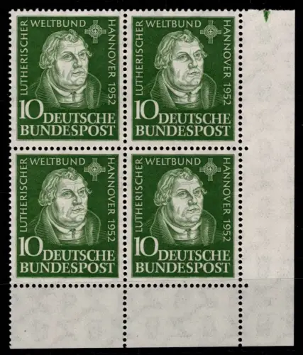 BRD Bund 149 postfrisch als 4er Block vom Eckrand #OJ968