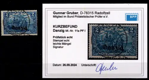 Danzig 11 a PF I gestempelt neuer Kurzbefund Gruber BPP #OJ836