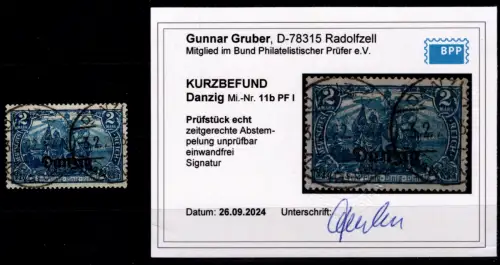 Danzig 11 b PF I gestempelt neuer Kurzbefund Gruber BPP #OJ837