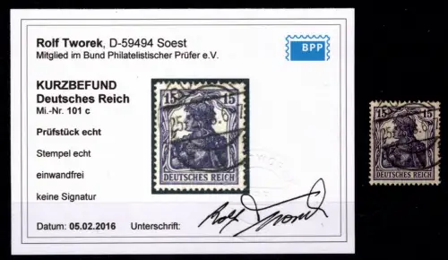 Deutsches Reich 101 c gestempelt Kurzbefund Tworek BPP #OJ884