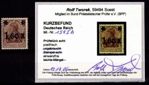 Deutsches Reich 154 I b postfrisch Kurzbefund Tworek BPP #OJ887
