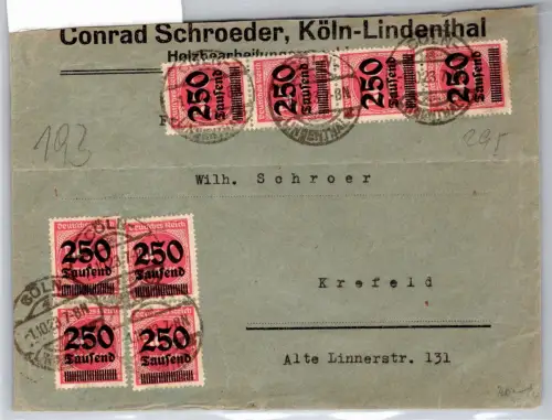 Deutsches Reich 295 auf Brief Mehrfachfrankatur #OP670