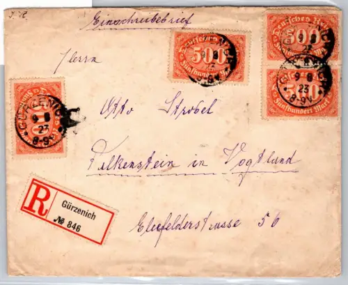Deutsches Reich 223 auf Brief Einschreiben #OP676