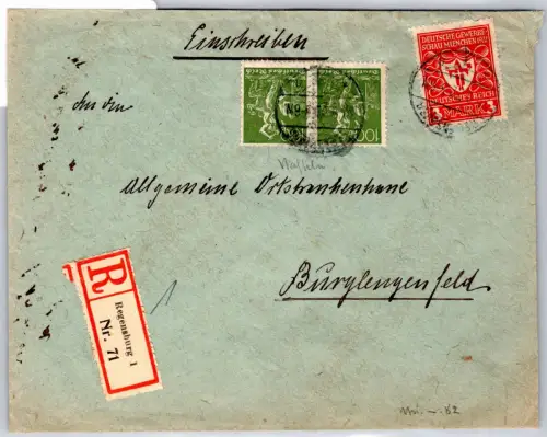 Deutsches Reich 187, 201 auf Brief Einschreiben #OP680