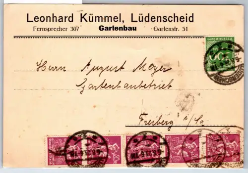 Deutsches Reich 241, 270 auf Postkarte Mischfrankatur #OP695