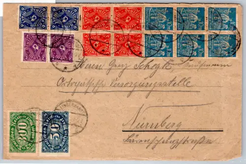 Deutsches Reich 221, 222 u.a. auf Brief Mischfrankatur #OP645