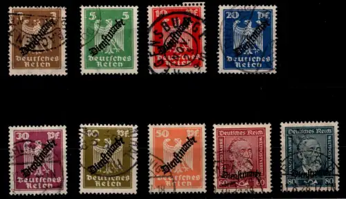 Deutsches Reich Dienstmarken D 105-113 gestempelt #OP505