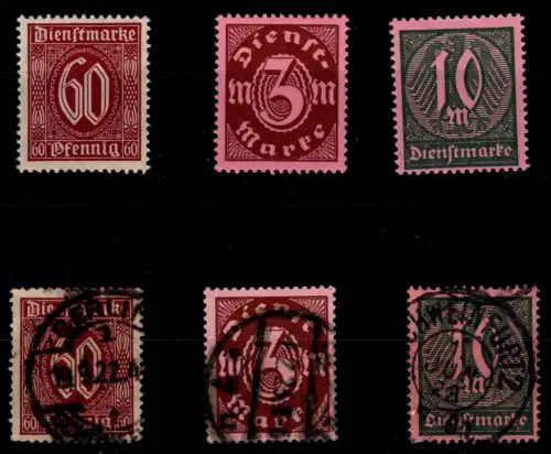 Deutsches Reich Dienstmarken D 66-68 ** postfrisch und gestempelt #OP510
