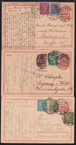 Deutsches Reich P 141 als Ganzsache 3 Stück mit ZuF #OP679