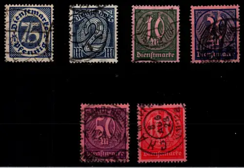 Deutsches Reich Dienstmarken D 69-74 gestempelt #OP507