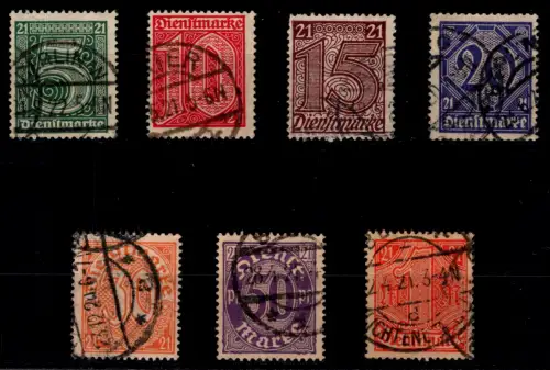 Deutsches Reich Dienstmarken D 16-22 gestempelt #OP513