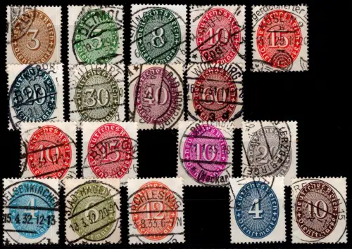 Deutsches Reich Dienstmarken D 114-131 gestempelt #OP506