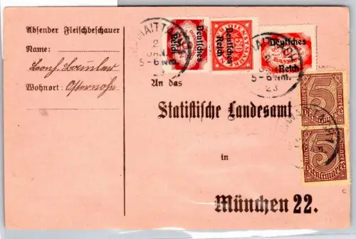 Deutsches Reich Dienst D 33 c, D40,48,50 auf Postkarte gepr. Infla Berlin #OP700