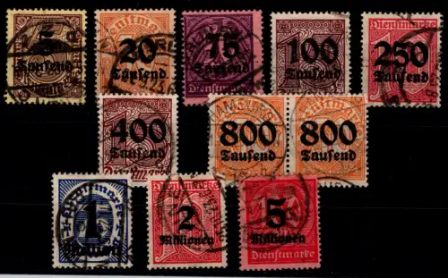 Deutsches Reich Dienstmarken D 89-98 gestempelt #OP511