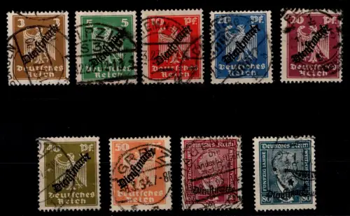 Deutsches Reich Dienstmarken D 105-113 gestempelt #OP504