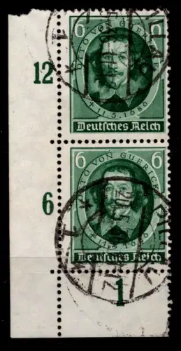Deutsches Reich 608 gestempelt als senkrechtes Paar Ecke 3 #OP588