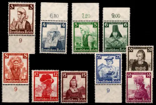 Deutsches Reich 588-597 postfrisch ab 594 Falz und oG. #OP580