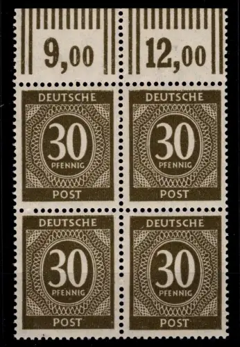 Alliierte Besetzung 928 b W OR postfrisch 4er Block, Farbgeprüft Arge #OR347