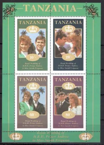Tansania Block F 62 postfrisch Britische Monarchie #OE258