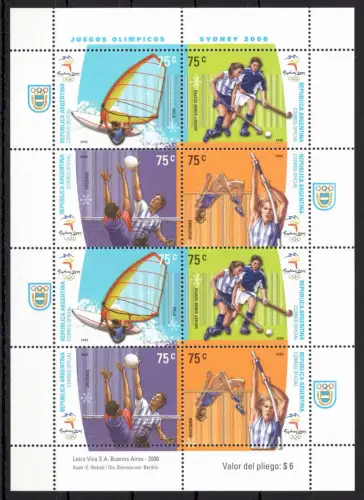 Argentinien 2601-2604 postfrisch Kleinbogen / Olympische Spiele #OE270