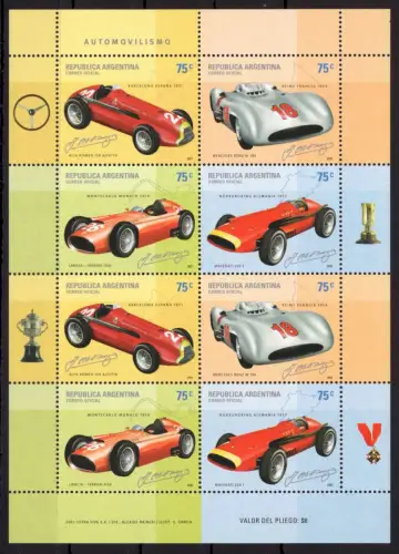 Argentinien 2682-2685 postfrisch Kleinbogen / Autos #OE269