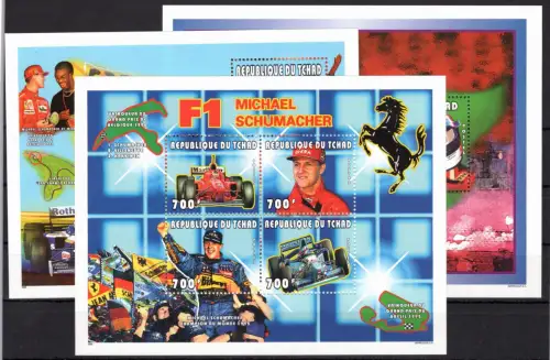 Tschad 1442-1445 und Block 270 und 271 postfrisch Kleinbogen / Formel 1 #OE283