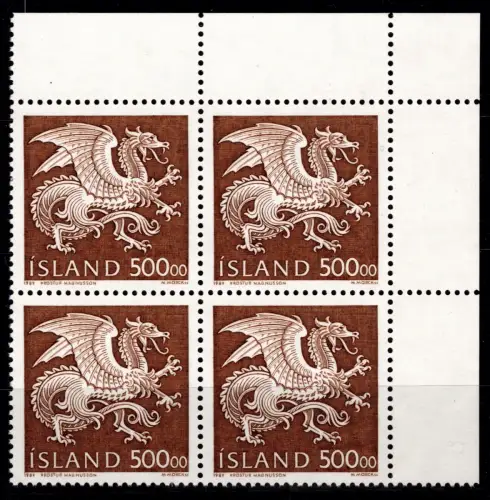 Island 703 postfrisch als 4er Block Eckrand or #OM041