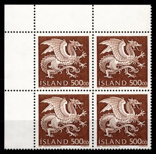 Island 703 postfrisch als 4er Block Eckrand ol #OM040