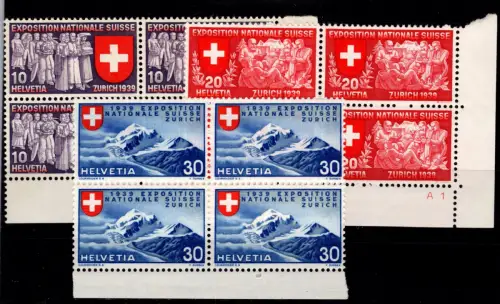 Schweiz 338-340 postfrisch als 4er Blöcke #OM017