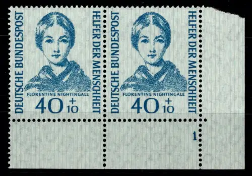 Bund 225 Eckrand postfrisch im waag. Paar, Formnummer 1 #OM036