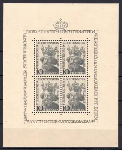 Liechtenstein 247 postfrisch als Kleinbogen, Sanct Lucius #OM014