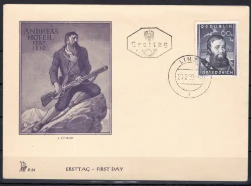 Österreich 949 gestempelt als FDC, Andreas Hofer #OM142