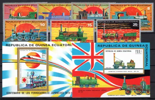 Äquatorialguinea Block 31-32 + 147-153 postfrisch Lokomotiven #OM169