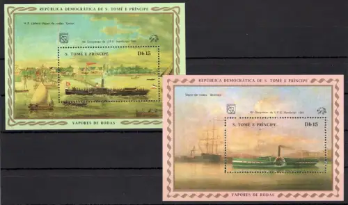 Sao Tome e Principe Block 151-152 postfrisch Schiffe #OM204