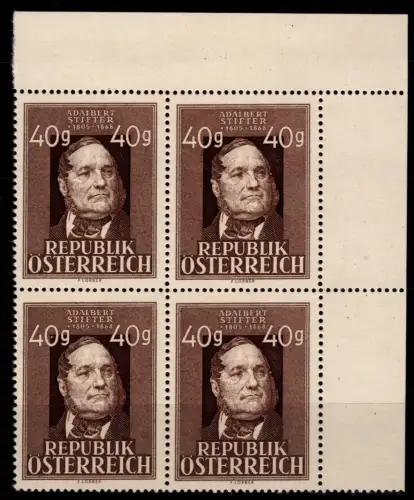 Österreich 856 postfrisch als 4er Block Eckrand mit PF I #OM267