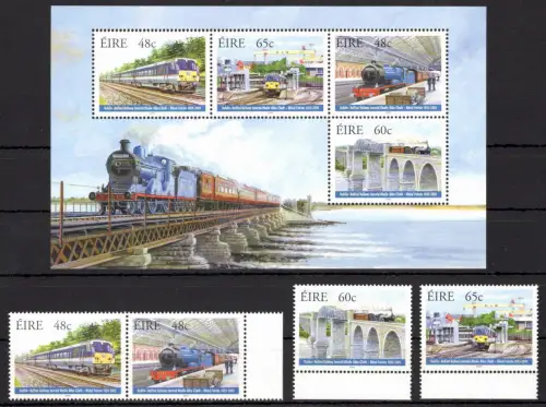 Irland 1639-1642 und Block 54 postfrisch 1 Paar / Eisenbahn #OE034